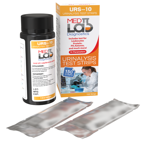 10 Parameter Urine Test Strips For Urinalysis150 Cnt In Sealed Pouch Med Lab Diagnostics 6221