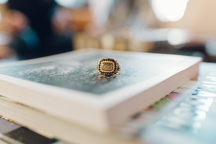 Gold and black enamel mourning ring 