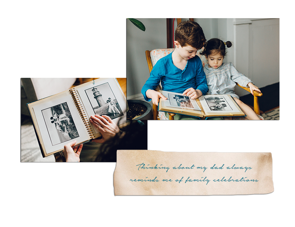young boy and girl sifting through photo album