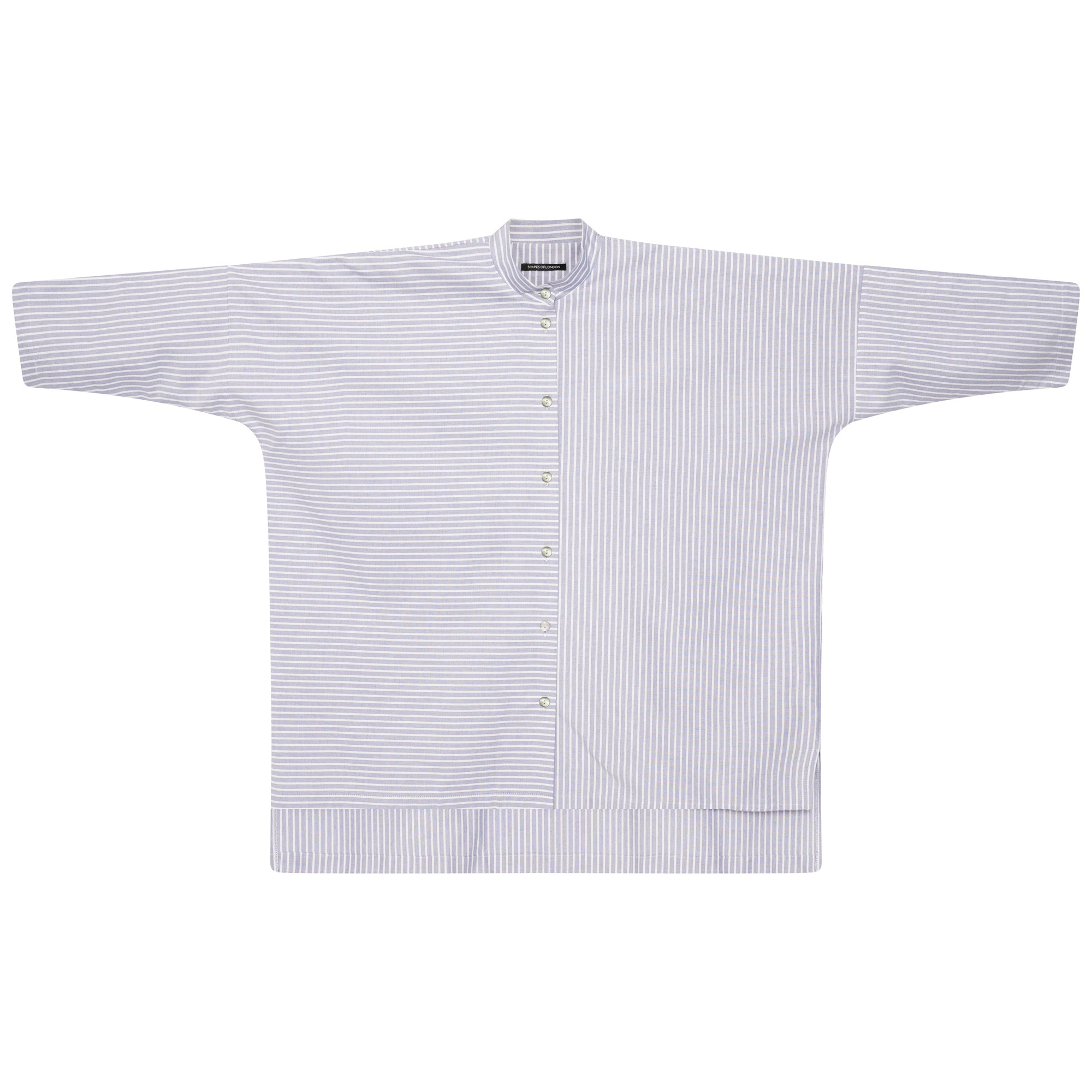 CREATIVE STRIPE EVEN-LONGER OVERSIZED SHIRT | BLUE & WHITE
