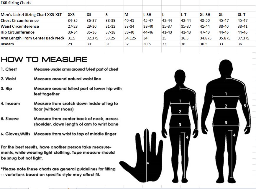 Fxr Glove Size Chart