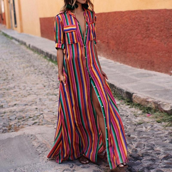 boho striped maxi dress