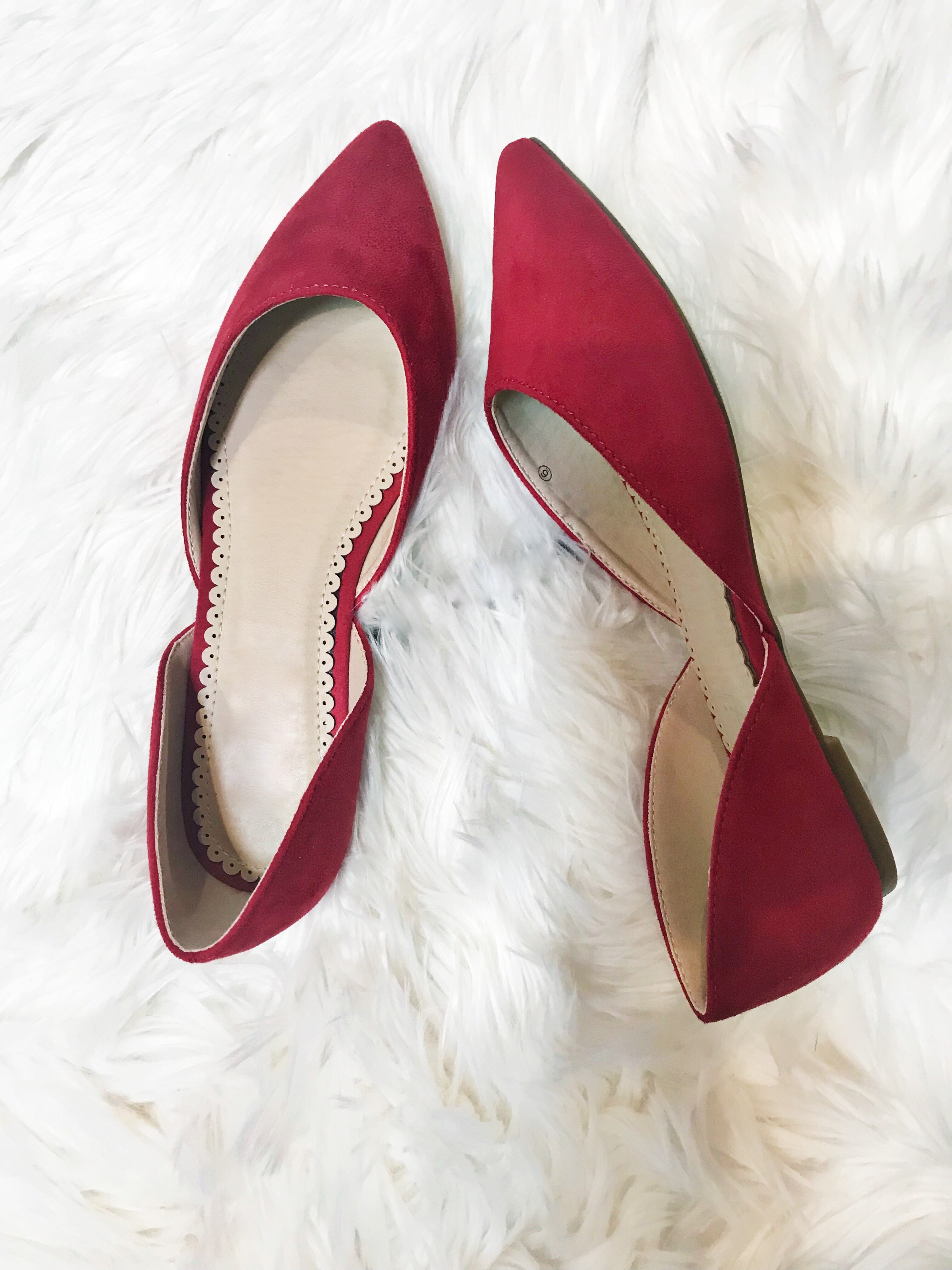 Kensie Faux Suede Red Flats