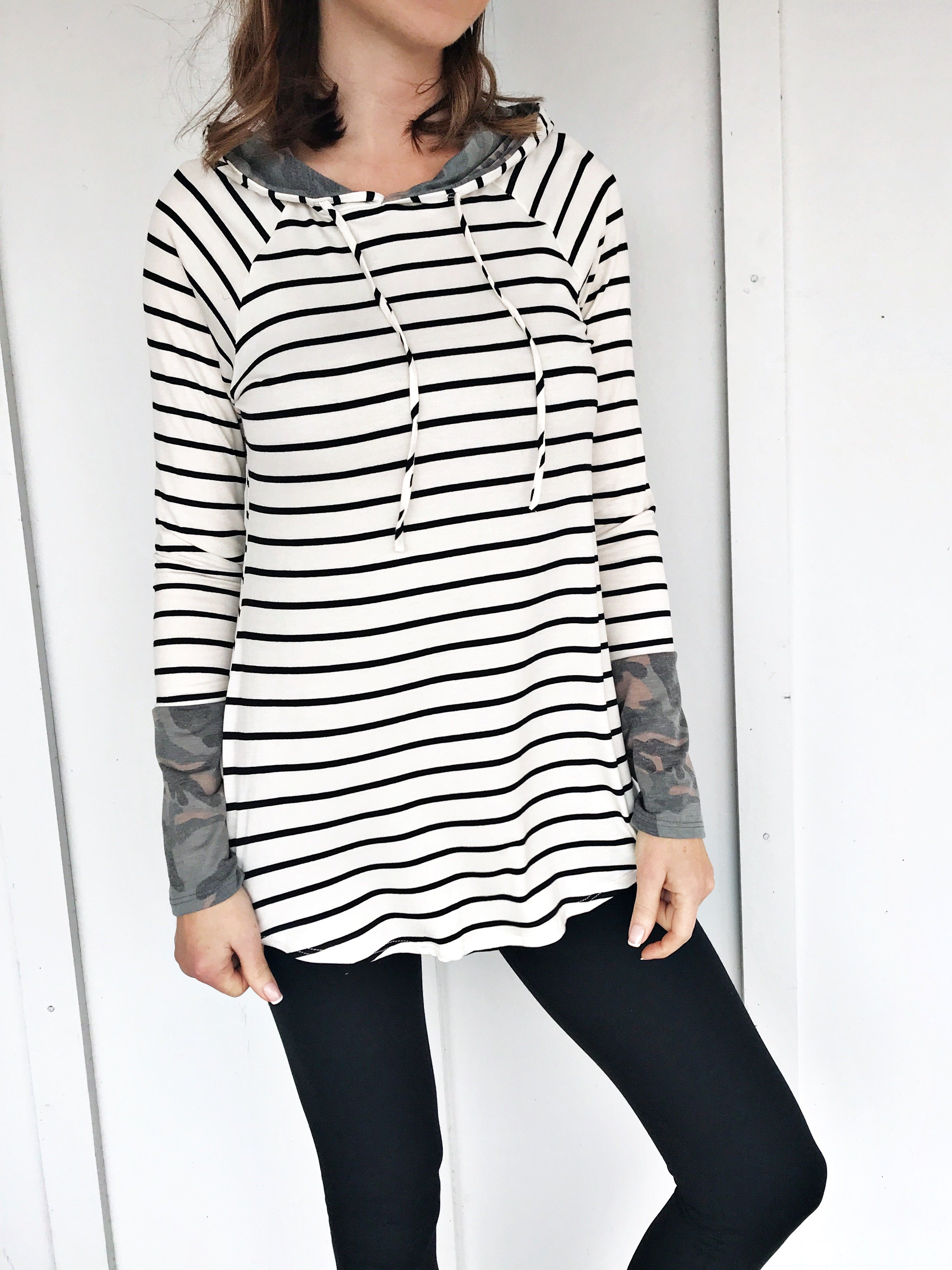 Stripes and Camo Tunic Top