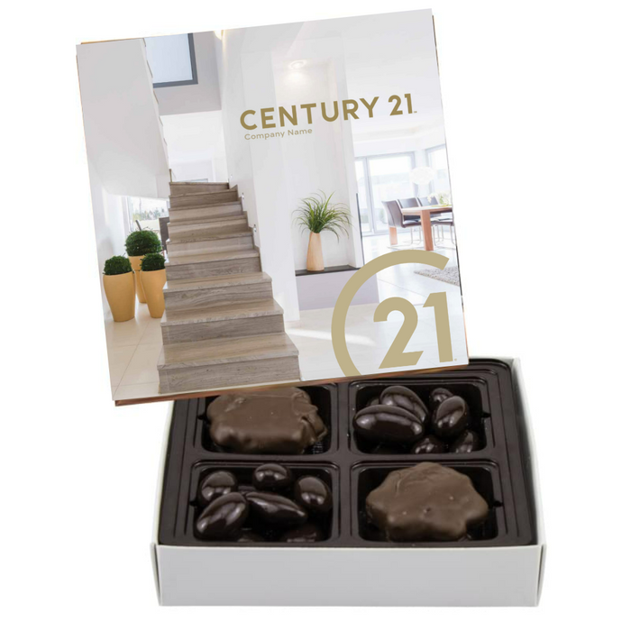 Square Custom Candy Box with Turtles + Chocolate Almonds - Your Logo