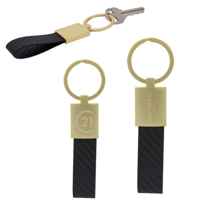 DBA Carbon Fibre Keychain - Gold