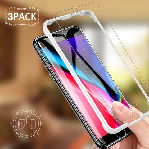 [3 PACK] iPhone 8 Plus Screen Protector, LK [Tempered Glass][Case Friendly] DoubleDefence Technology [Alignment Frame Easy Installation] [3D Touch] with Lifetime Replacement Warranty