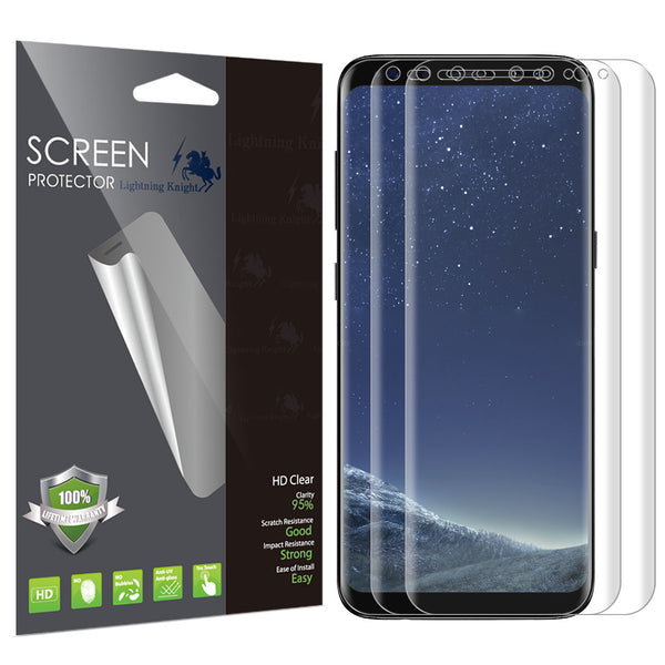 Full Coverage HD Clear Flexible Film with Lifetime Replacement Warranty Screen Protector for Samsung Galaxy S8, LK Bubble-Free 3 Pack New Version