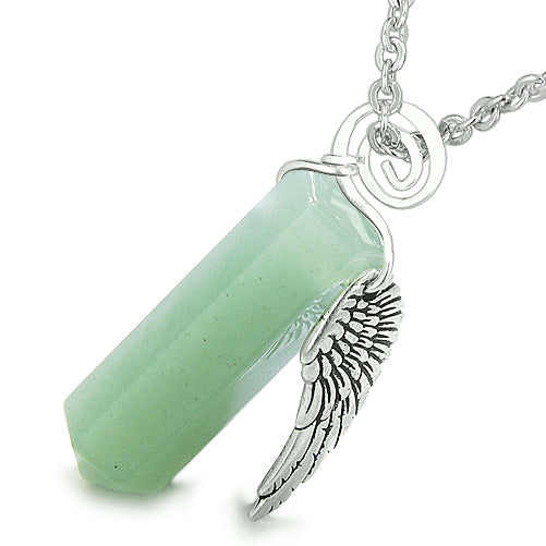 Angel Wing Archangel Thavael Magic Crystal Point Green Quartz Pendant 18 Inch Necklace Angel Wing Archangel Thavael Magic Crystal Point Green Quartz Pendant 18 Inch Necklace
