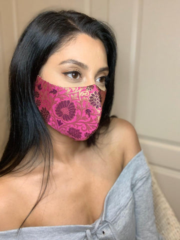 silk face mask magenta