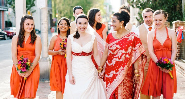 Multicultural lesbian wedding outfit