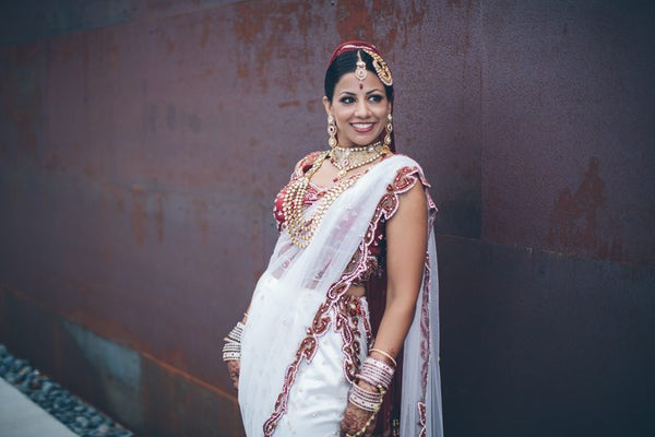 White bridal saree