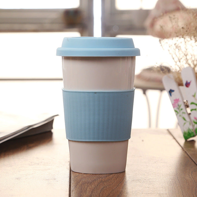 mug ceramic cup travel coffee mug with silicone lid for tea and