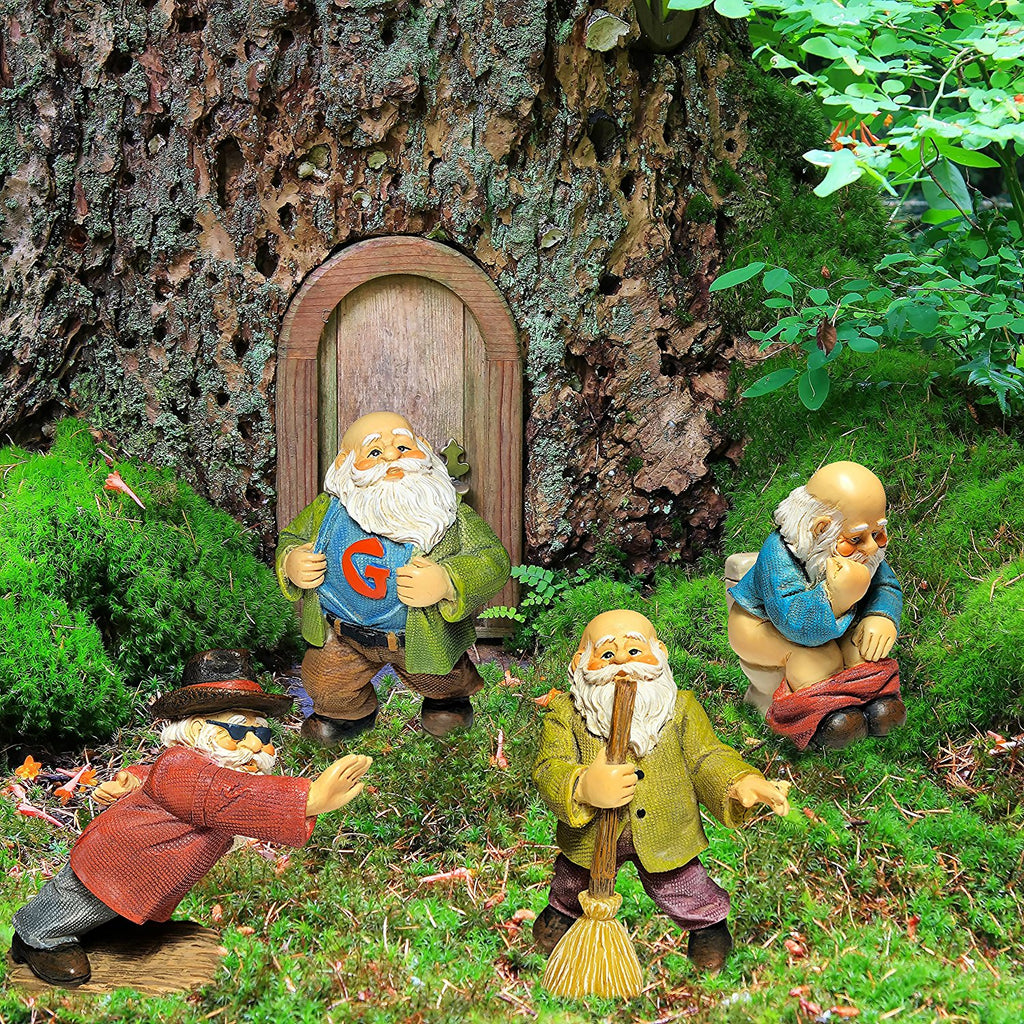 Miniature Garden Gnomes - Gnome Figurines - Mini Funny Gnomes Set of 4