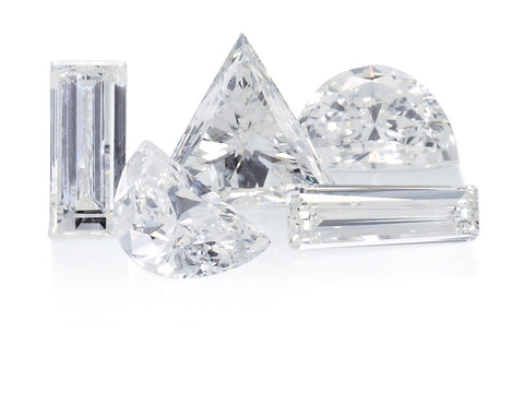 A variety of diamond cuts or shapes