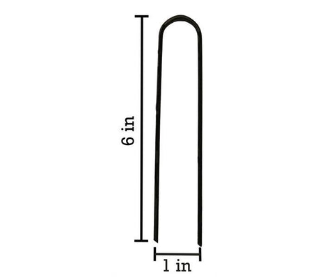 Dimensions of 6-inch Round Top Landscape Garden Sod Staples: 6-inch long x 1-inch wide