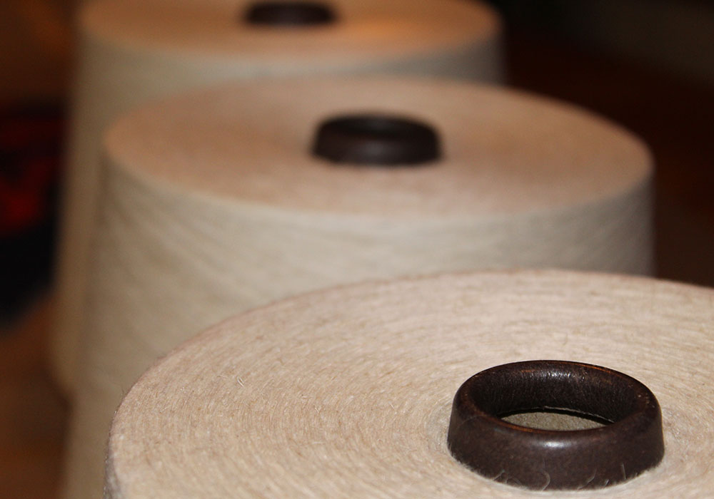 hemp fiber yarn with organic cotton grown in USA