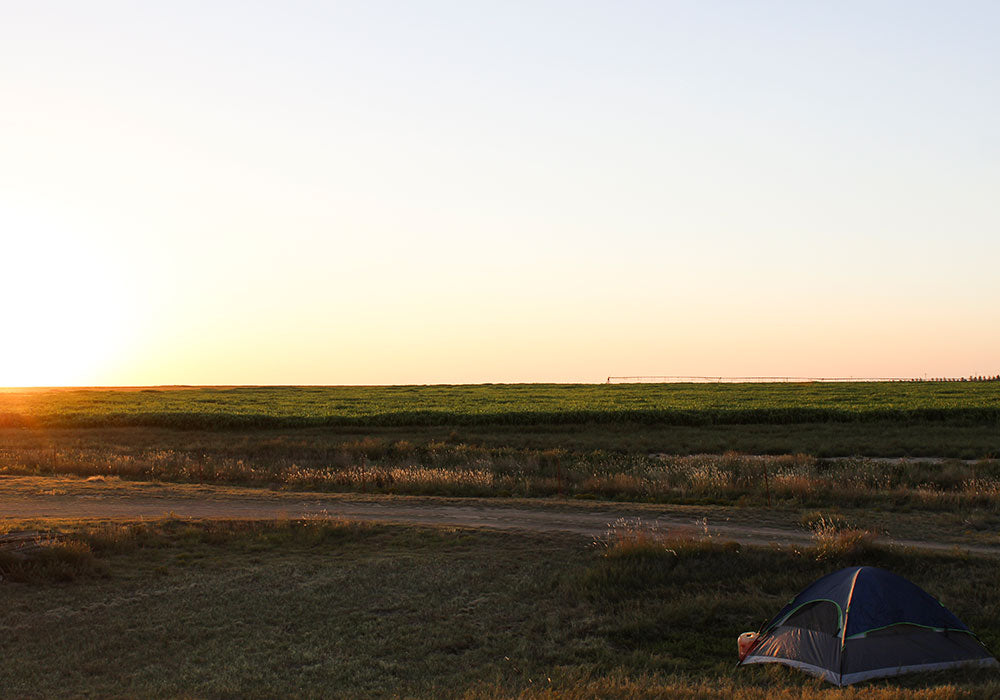 Tent camping at Loflin Farm in Southern Colorado