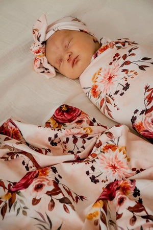 Snuggly Jacks Jersey Swaddle and Topknot Set - Evie