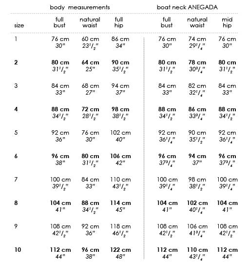 boat neck ANEGADA sizing