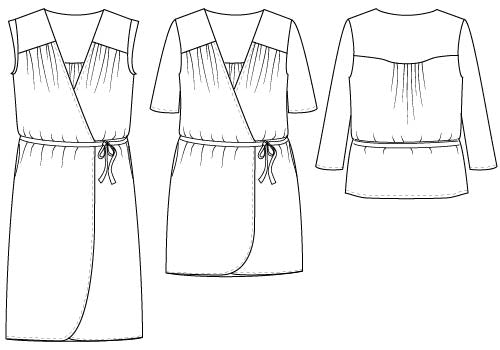 wrap top + dress VONDEL illustration outlines
