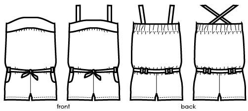 line drawings summer jumpsuit TOFO | PDF sewing pattern | halfmoon ATELIER