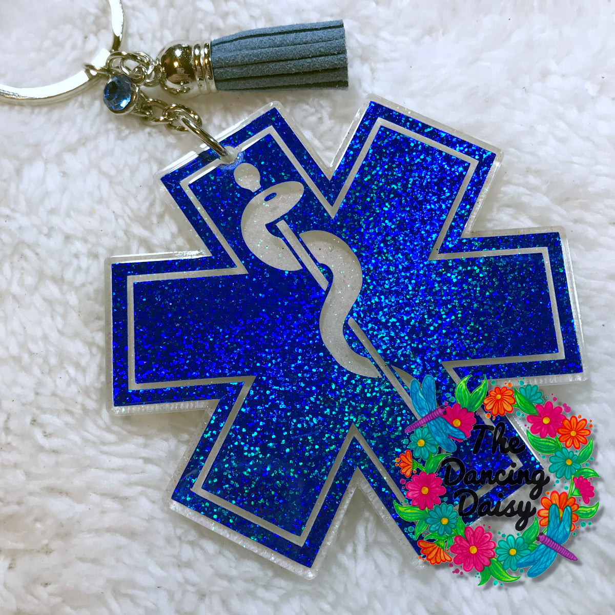 Blue EMT Star of Life 18K Gold Plated Key Ring Keychain H270125 F3D26F 