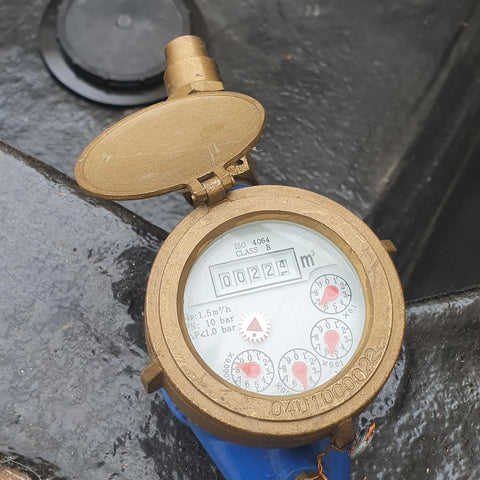 Water meter before filling koi ponds