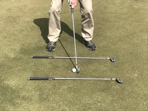 Use alignment rods to help correct a golf slice