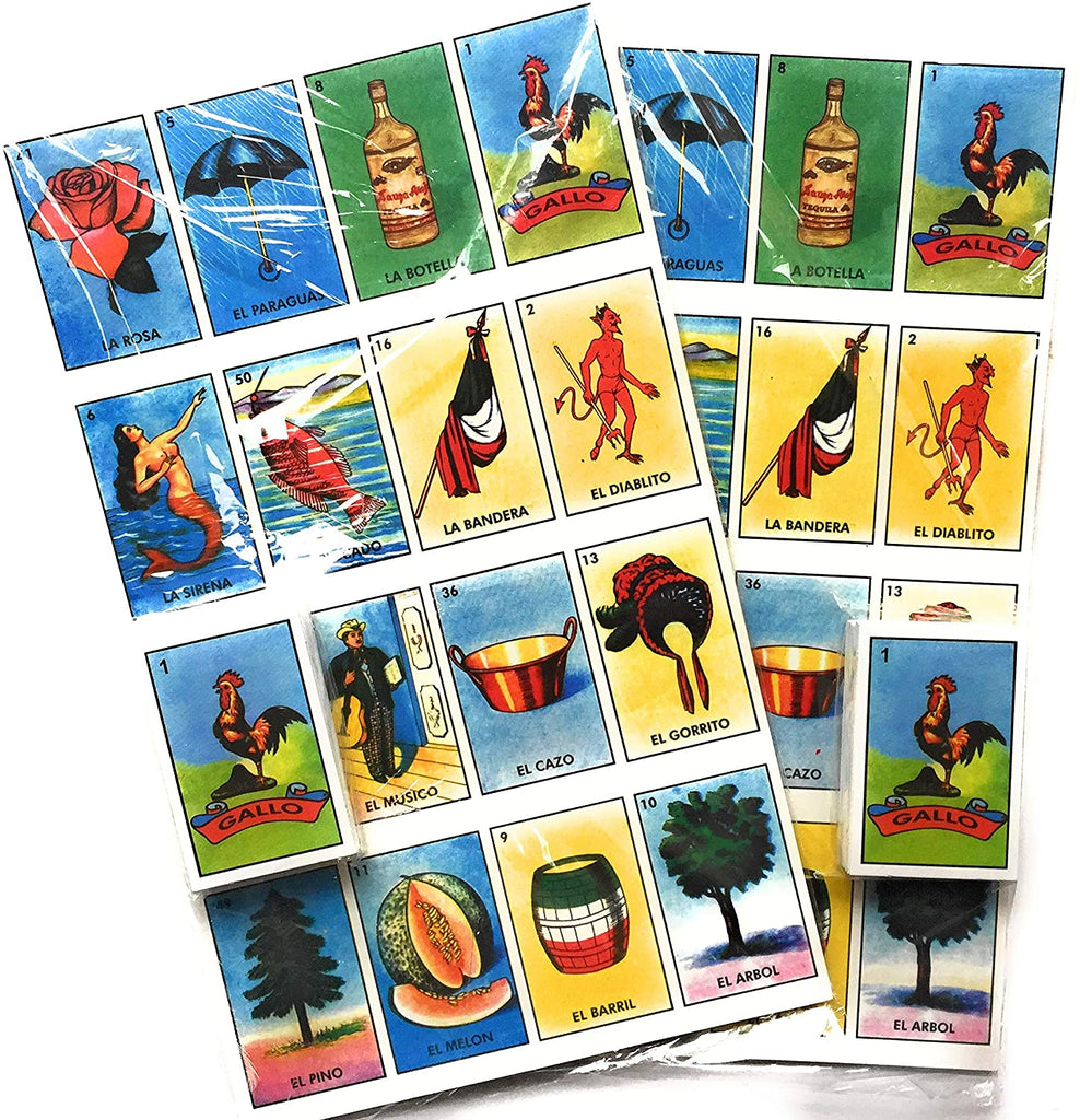 Mexican Bingo 10 playing boards Loteria Mexicana 54 playing cards. 