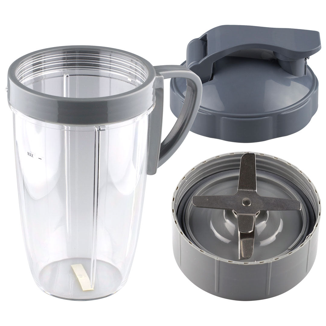 NutriBullet Extractor Blade + 24 oz Tall Cup with Handled Lip Ring and Flip To-Go Lid