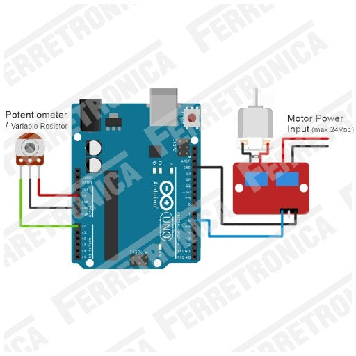 Ejemplo de Conexion entre Modulo MOSFET IRF520 Driver Potencia 24V - 5A Canal N y Arduino, Ferretrónica