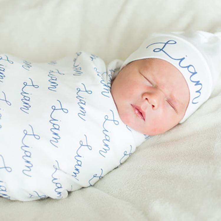 personalized newborn hat and blanket
