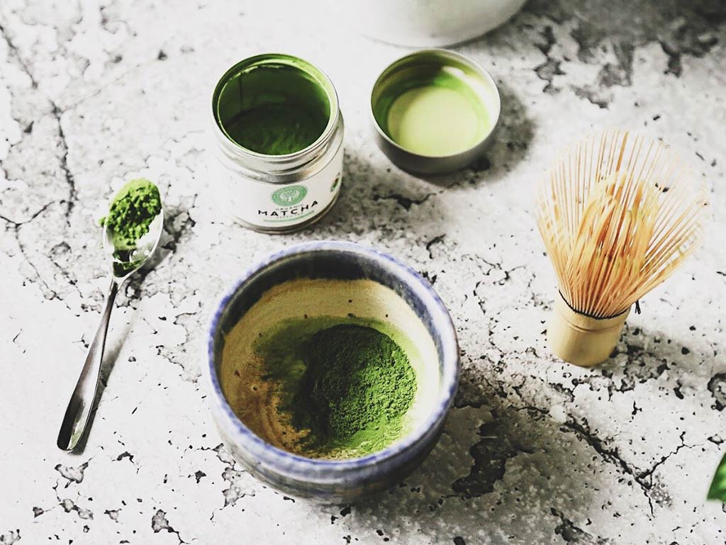Matcha tin bowl and spoon with whisk