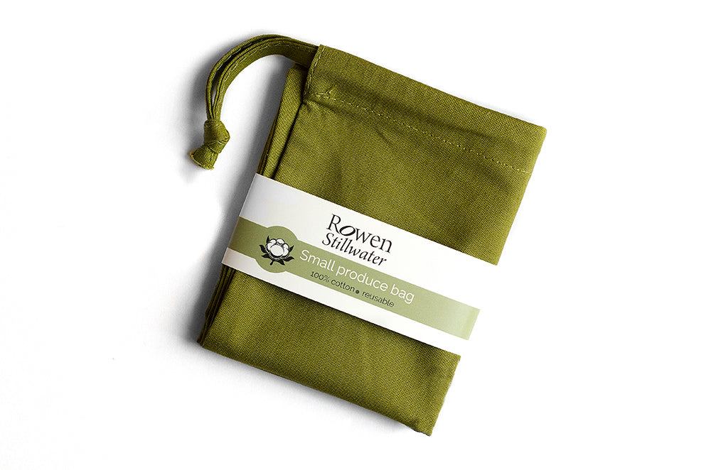 Small cotton storage bag in olive green