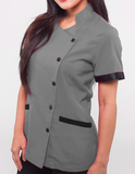 Mandarin blouse with diamond neckline overlap