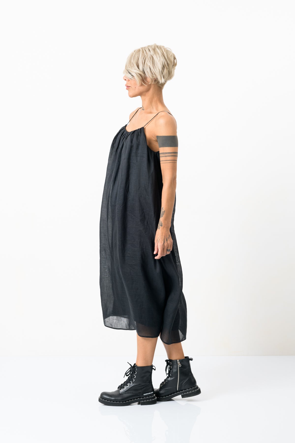 Black Midi Loose Summer Dress