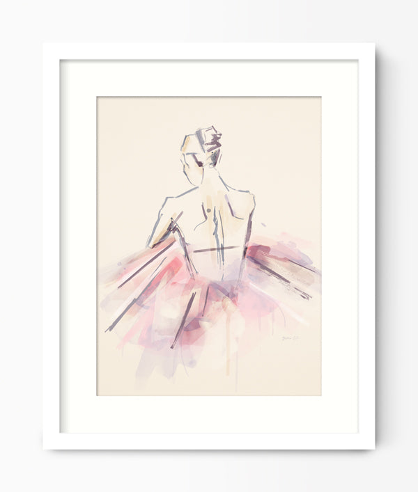Pink Watercolour Ballerina Print