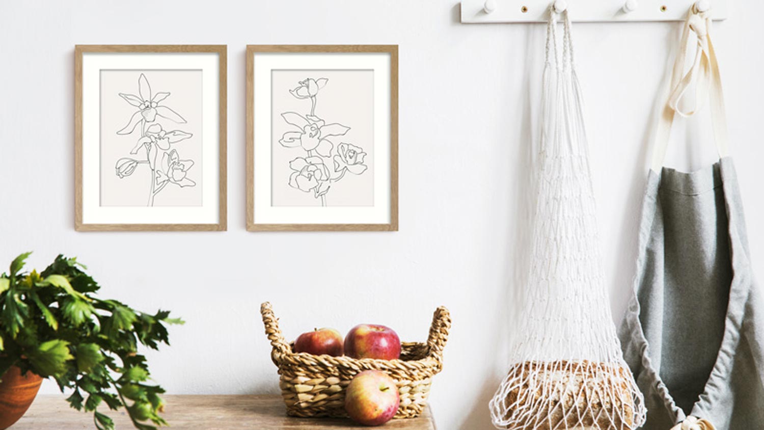 Kitchen Floral Line Art