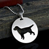 Stainless Steel Round Shape Labrador Lab Silhouette Pet Dog Tag Collar Jewelry Charm Pendant Necklace