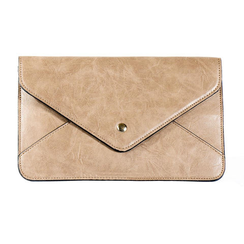 ALL BAGS - Envelope Light Brown Clutch