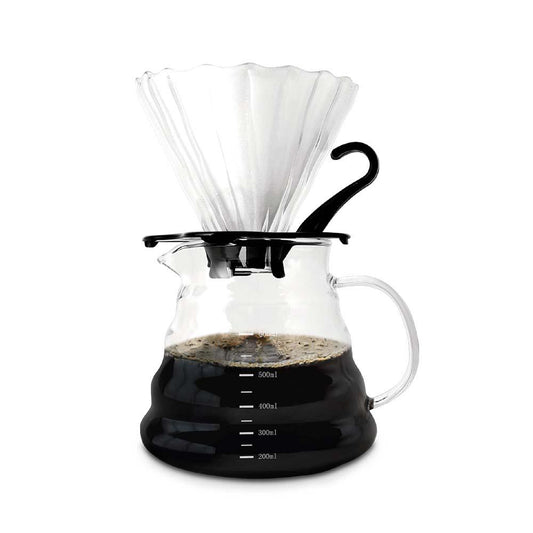 Cafetera de Goteo tipo Pour-Over de Vidrio 600 ml 40 Filtros y Cuchara - Redlemon