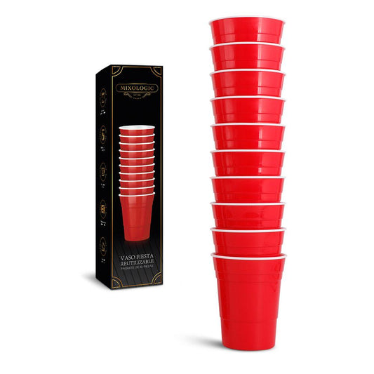 Vaso Fiesta de Plástico Rígido Reutilizable Ecológico 10 Piezas 530 ml - Redlemon