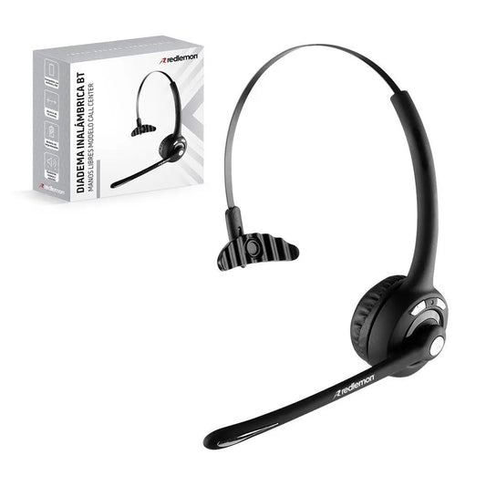 Audífono Bluetooth de Diadema con Micrófono Inalámbrico tipo Call Center para PC, Laptop, Mac, Windows, Android e IOS (iPhone) - Redlemon