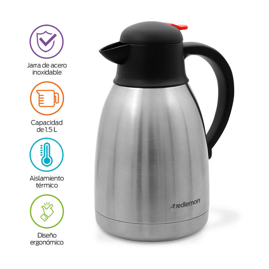 Jarra Térmica para Café y Té de Acero Inoxidable 1.5L