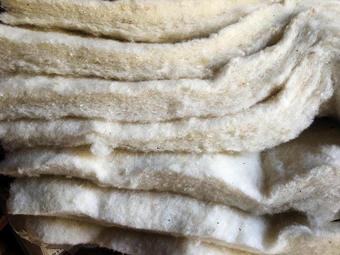 natural Wool batts used instead of fiberglass insulation 