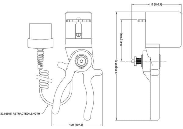 Dimensions for an Mark-10 MR06-200