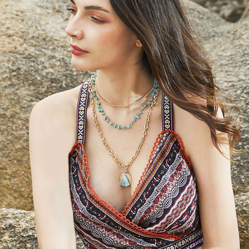 bohemian layered necklace