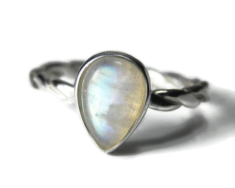 Silver Gemstone Ring with Thin Band - Sizing is possible