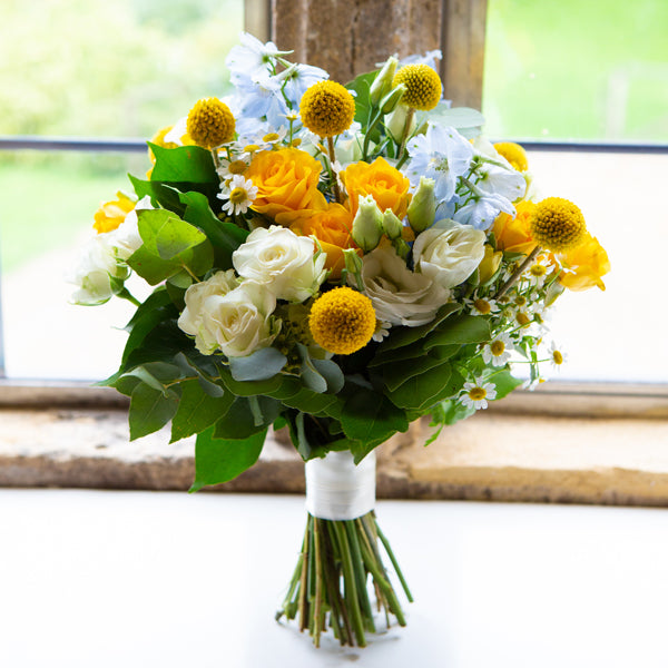 Joanne's bouquet of yellow and blue by Fleur Amour